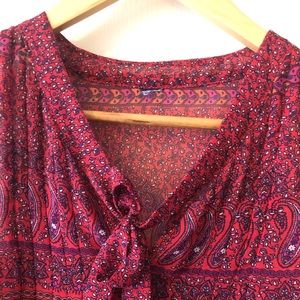 Bright M semi sheer tie sleeveless blouse